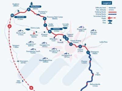 Annapurna Circuit Trek Route Map