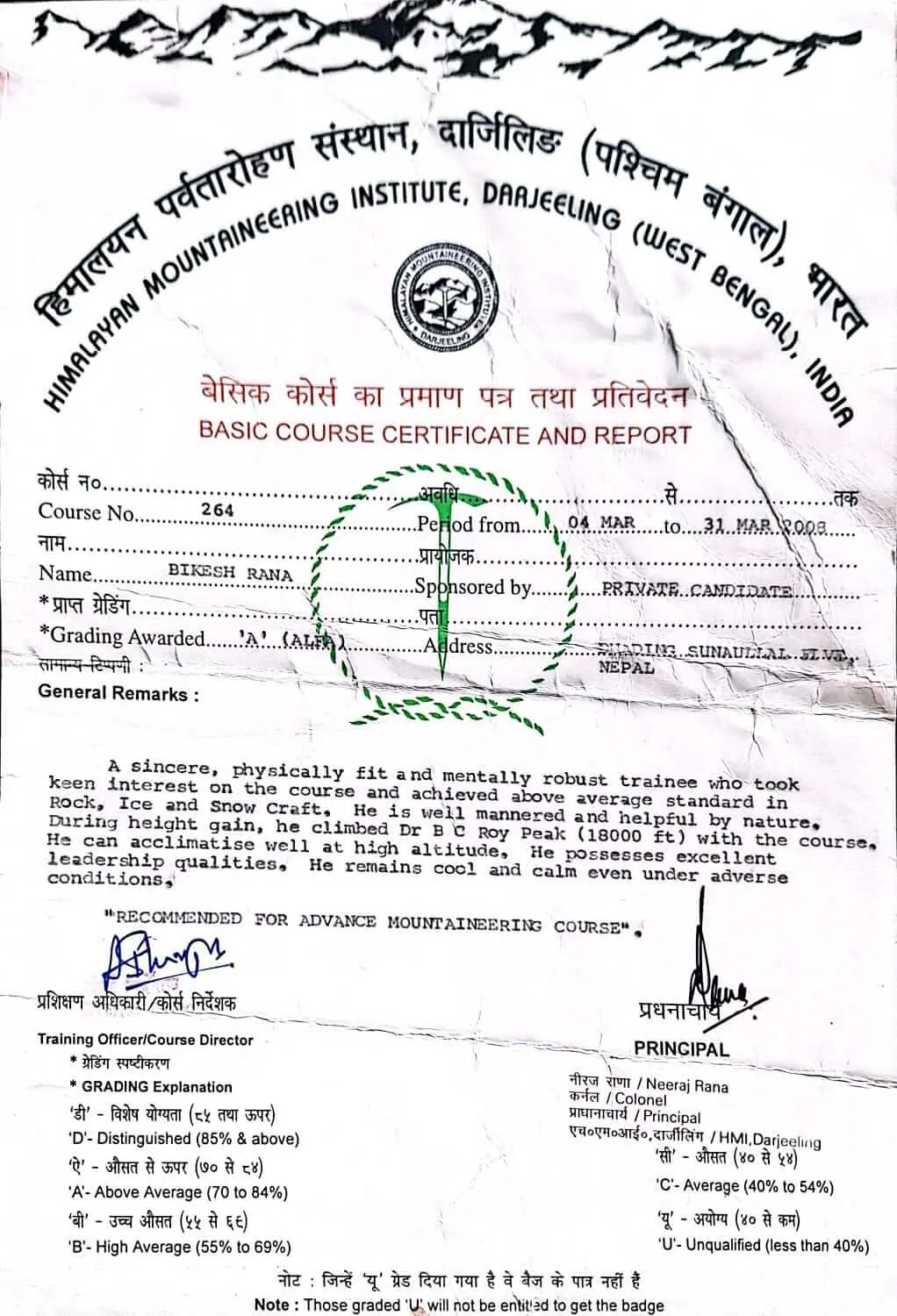 Climb Training Certificate