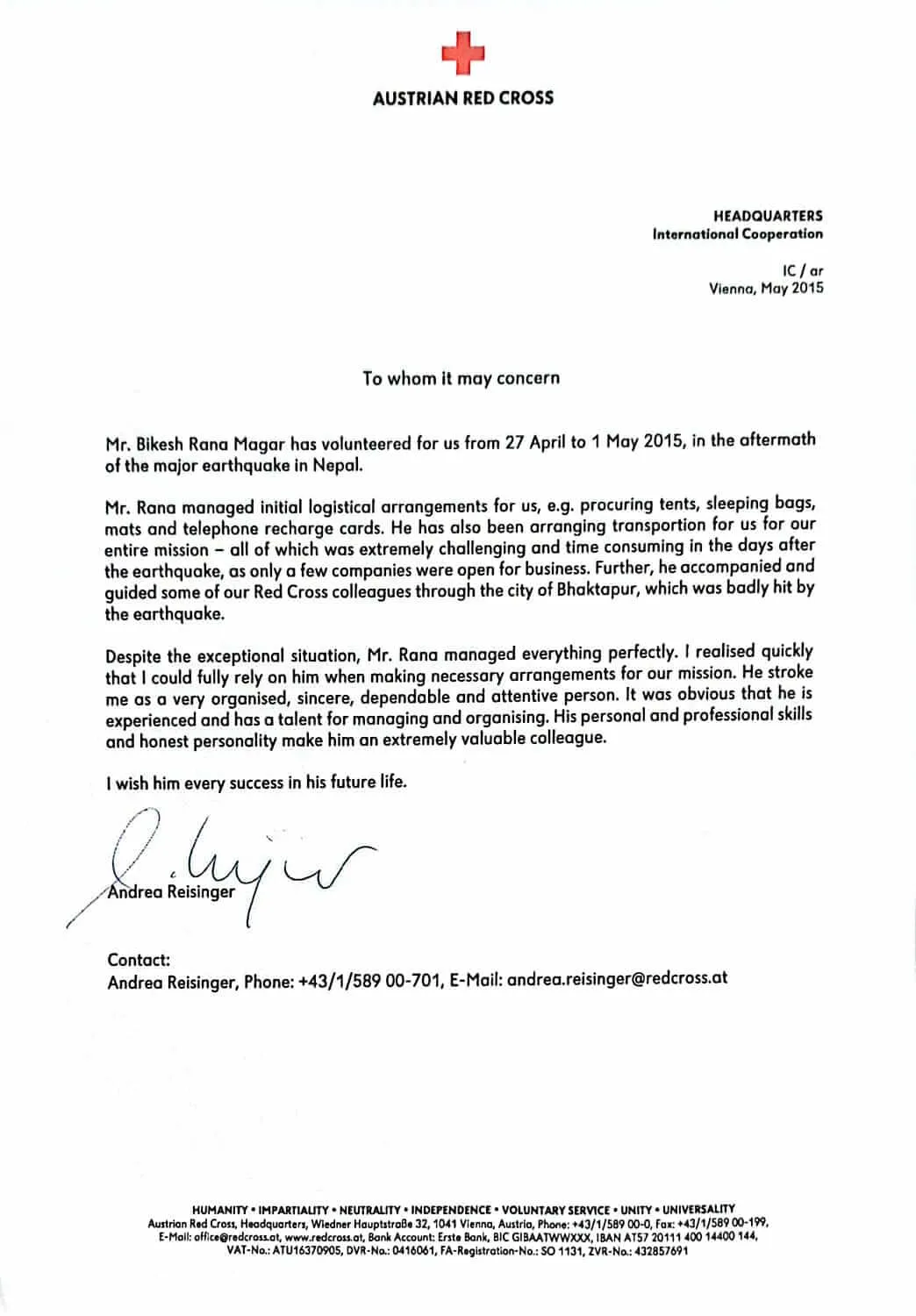 European Red Cross Certificate