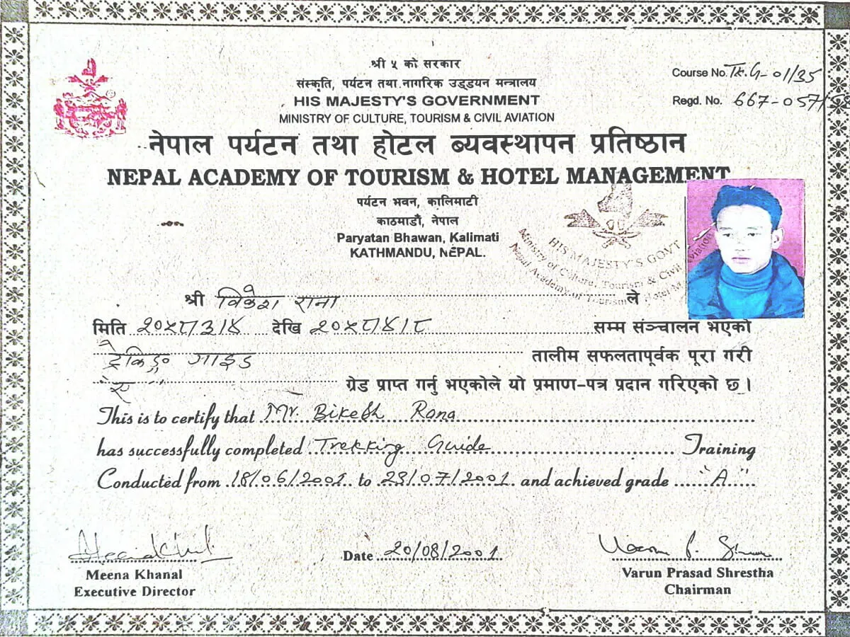 Giude Licence Certificate